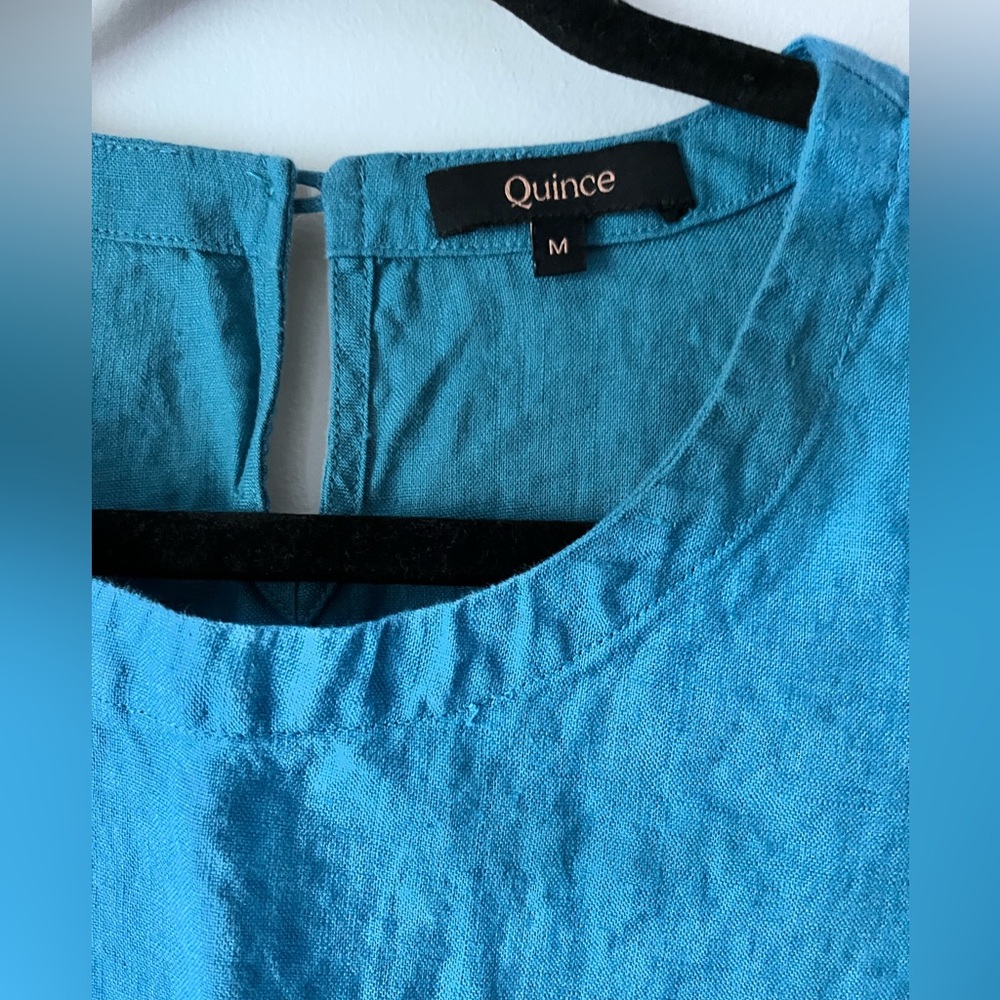 Quince 100% linen blue tank top sleeveless size medium - Picture 2 of 5